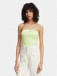 Tommy Jeans Top DW0DW22263 Zielony jasny Slim Fit. Zielone topy Tommy Jeans, s, bez wzorów, z bawełny, bez kołnierzyka, bez ramiączek. Za 149.99 zł.