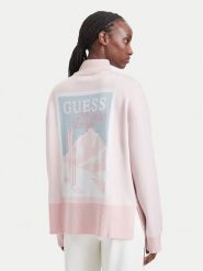 Guess Sweter V6BR12 Z1673 Różowy jasny Regular Fit. Czerwone swetry Guess, l, z aplikacjami, z syntetyku, bez ramiączek. Za 394.99 zł.