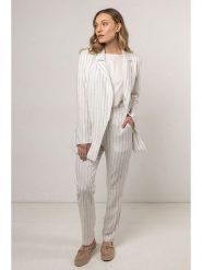 Awama Spodnie - Regular fit - w kolorze kremowym rozmiar: S. Brązowe spodnie materiałowe Awama, bez wzorów, z materiału. Za 164.99 zł.