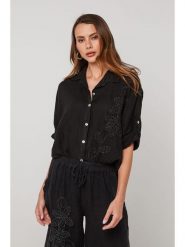 Lin Passion Lniana koszula w kolorze czarnym rozmiar: 38/40. Czarne koszule Lin Passion, bez wzorów, ze lnu, klasyczne, bez kołnierzyka, bez ramiączek. Za 165.99 zł.