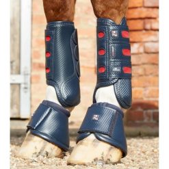 Buty przednie dla koni Premier Equine Carbon Tech Air Cooled. Niebieskie buty treningowe PREMIER EQUINE, bez wzorów, bez zapięcia, do jazdy konnej. Za 403.00 zł.