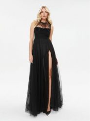 Elisabetta Franchi Sukienka wieczorowa AB-400-36E2-V890 Czarny Regular Fit. Czarne sukienki Elisabetta Franchi, bez wzorów, z syntetyku, wizytowe, bez kołnierzyka, bez ramiączek. Za 3,549.00 zł.