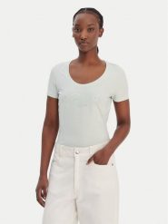 Guess T-Shirt W6GI14 K3033 Zielony Regular Fit. Zielone t-shirty Guess, l, z aplikacjami, z bawełny, bez kołnierzyka, bez ramiączek. Za 159.99 zł.