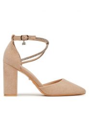 DeeZee Czółenka BG-88416-1 Beżowy. Brązowe czółenka DeeZee, bez wzorów, z materiału, bez obcasa, bez zapięcia. Za 139.99 zł.