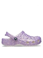 Crocs Klapki Classic Iridescent Geo Clog 209841 Fioletowy. Fioletowe klapki Crocs, bez wzorów, z tworzywa sztucznego, bez obcasa, bez zapięcia. Za 199.99 zł.