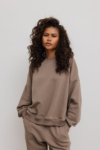 Bluza damska o kroju regular fit w kolorze GRAY TAUPE- PHENIX. Szare bluzy Marsala, uniwersalny, bez wzorów, z bawełny, bez ramiączek, bez kaptura. Za 279.90 zł.