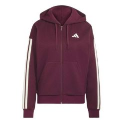 Bluza Adidas Sport W 3S Fl Fz Hd Damskie. Czerwone bluzy z kapturem adidas, l, bez wzorów, z bawełny, z kapturem, do biegania. Za 335.99 zł.