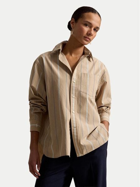 Polo Ralph Lauren Koszula 211B17125001 Beżowy Oversize. Brązowe koszule Polo Ralph Lauren, s, bez wzorów, z bawełny, bez kołnierzyka, bez ramiączek. Za 773.99 zł.