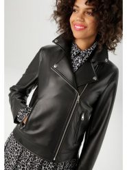 Aniston Kurtka w kolorze czarnym ze skóry syntetycznej rozmiar: 40. Czarne kurtki Aniston, bez wzorów, ze skóry, bez kaptura. Za 109.26 zł.