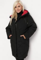 Czarna Kurtka z Pikowaniem i Kapturem oraz Kieszeniami przy Ramionach Foxile. Czarne kurtki Born2be, xl, bez wzorów. W wyprzedaży za 251.99 zł.