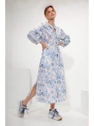 Josephine & Co Sukienka w kolorze biało-niebieskim rozmiar: 42. Białe sukienki Josephine & Co, na co dzień, bez wzorów, z bawełny, bez kołnierzyka, bez ramiączek, maxi, proste. Za 330.67 zł.