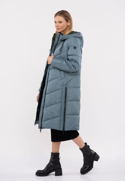 Długi, pikowany płaszcz J-MONACO. Zielone płaszcze Volcano, na zimę, s, bez wzorów, z materiału, bez kaptura. Za 499.99 zł.