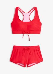 Sportowe bikini bustier (2 części). Czerwone bikini bonprix, bez wzorów, sportowe. Za 112.99 zł.