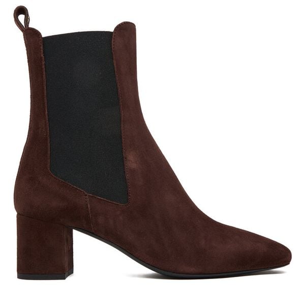 Botki LOVE MOSCHINO. Brązowe botki Love Moschino, bez wzorów, bez obcasa, na słupku, bez zapięcia. Za 1,079.00 zł.