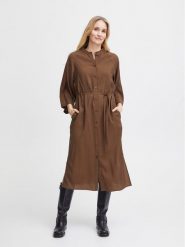 Fransa Sukienka koszulowa 20612435 Brązowy Relaxed Fit. Brązowe sukienki Fransa, l, bez wzorów, z wiskozy, bez kołnierzyka, bez ramiączek, koszulowe. Za 189.99 zł.