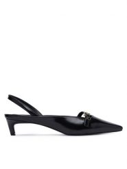 Tommy Hilfiger Czółenka Th Buckle Kitten Slingback Pump FW0FW09384 Czarny. Czarne czółenka Tommy Hilfiger, bez wzorów, ze skóry, bez obcasa, bez zapięcia. Za 569.99 zł.