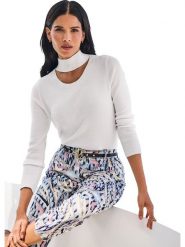 Heine Sweter w kolorze białym rozmiar: 40. Białe swetry Heine, bez wzorów, prążkowane, bez ramiączek. Za 78.99 zł.