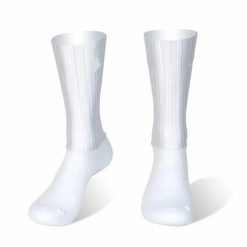 Skarpety rowerowe Aero Whiteline z silikonowym paskiem lato. Białe skarpetki BIKEFLOW, bez wzorów. Za 56.51 zł.