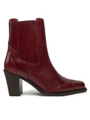 Bronx Botki New-Parton 34334-V Czerwony. Czerwone botki Bronx, bez wzorów, ze skóry, bez obcasa, na słupku, bez zapięcia. Za 699.99 zł.