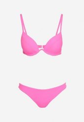 Fuksjowe Bikini Biustonosz z Usztywnianymi Miseczkami i Majtki Typu Figi Regulowanymi Ramiączkami Ellati. Czerwone bikini Born2be, bez wzorów, eleganckie. W wyprzedaży za 46.74 zł.