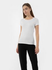 4F T-shirt regular gładki damski XL. Niebieskie t-shirty 4f, xl, bez wzorów, z bawełny, bez kołnierzyka, bez ramiączek. Za 49.99 zł.
