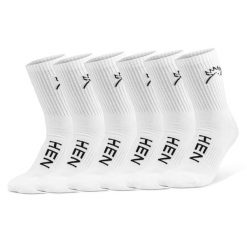Everyday – półwysokie – skarpety sportowe – białe – zestaw 6 par – rozmiar 39–42. Białe skarpetki HEN SPORTSGEAR, bez wzorów, z bawełny. Za 139.00 zł.