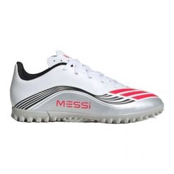 Buty piłkarskie adidas F50 Messi Club Tf JP7453 białe. Białe buty treningowe bez wzorów, z gumy, bez zapięcia, do piłki nożnej. Za 304.42 zł.
