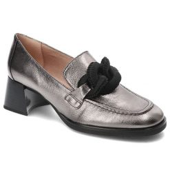 Szare Półbuty Hispanitas Eleganckie Obuwie Damskie. Szare półbuty wsuwane Hispanitas, bez wzorów, ze skóry, biznesowe, bez obcasa, na obcasie. Za 557.99 zł.