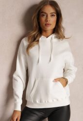 Biała Bluza Kangurka z Polarem Monei. Białe bluzy Renee, xl, bez wzorów, z dzianiny, casualowe, bez ramiączek. W wyprzedaży za 39.99 zł.