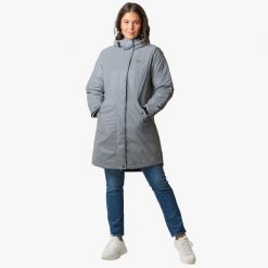 Parka turystyka damska Swedemount Glow Insulated Coat oddychająca. Szare płaszcze SWEDEMOUNT, bez wzorów, z tkaniny, sportowe, bez kaptura. Za 399.99 zł.