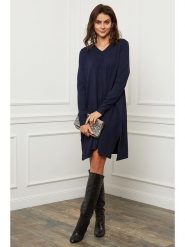 Joséfine Sukienka dzianinowa "Farel" w kolorze granatowym rozmiar: S. Niebieskie sukienki Joséfine, s, bez wzorów, z dzianiny, bez kołnierzyka, bez ramiączek, midi. Za 210.81 zł.