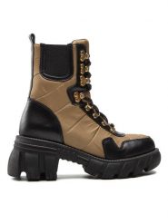 Rage Age Botki RA-91-06-000482 Khaki. Brązowe botki Rage Age, bez wzorów, ze skóry, bez obcasa, na słupku, bez zapięcia. Za 449.99 zł.
