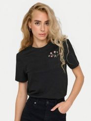 ONLY T-Shirt Polly 15317989 Czarny Regular Fit. Czarne t-shirty ONLY, l, bez wzorów, z bawełny, bez kołnierzyka, bez ramiączek. Za 69.99 zł.