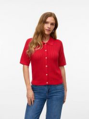 Vero Moda Kardigan w kolorze czerwonym rozmiar: L. Czerwone swetry Vero Moda, l, bez wzorów, bez ramiączek. Za 92.64 zł.