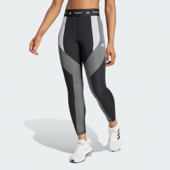 Legginsy Techfit 7/8 Colorblock. Brązowe legginsy adidas, bez wzorów, z materiału, sportowe. Za 203.20 zł.