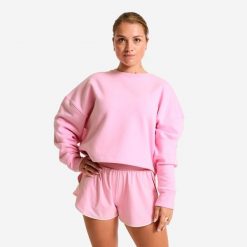 Bluza fitness damska Domyos crop. Czerwone bluzy DOMYOS, m, bez wzorów, z bawełny, bez kaptura, na fitness i siłownię. Za 79.99 zł.