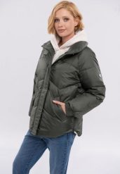 Kurtka oversize J-DALLA. Brązowe kurtki Volcano, s, bez wzorów, z materiału, bez kaptura. Za 319.99 zł.