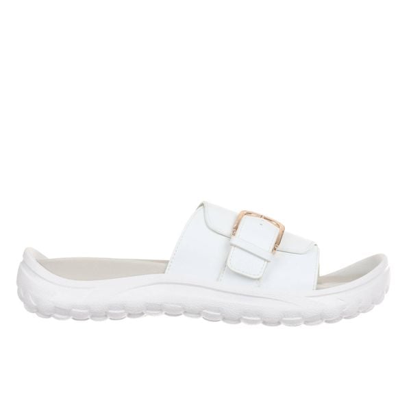 Damskie sandały MBT Nikko. Białe sandały MBT, bez wzorów, z gumy, eleganckie, bez obcasa, bez zapięcia. Za 381.50 zł.