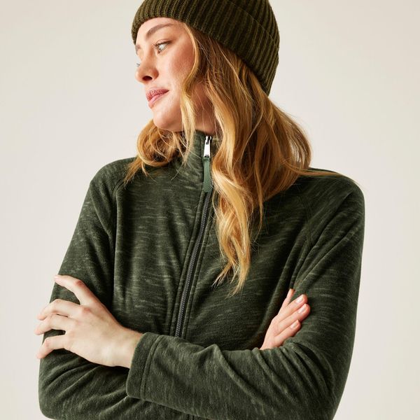 Polar damski rozsuwany Mayse. Zielone bluzy z polaru Regatta, bez wzorów, z dzianiny, trekkingowe. W wyprzedaży za 109.99 zł.