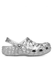 Crocs Klapki Cls Metallic Geometric Clog 210002 Srebrny. Szare klapki Crocs, bez wzorów, z tworzywa sztucznego, bez obcasa, bez zapięcia. Za 199.99 zł.