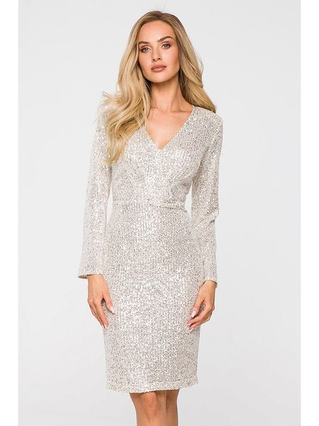 Made of emotion Sukienka w kolorze szampańskim rozmiar: XL. Szare sukienki Made Of Emotion, xl, bez wzorów, bez kołnierzyka, bez ramiączek, mini. Za 222.99 zł.