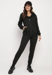 Czarny Komplet Dresowy z Bawełną Bluza z Kapturem i Spodnie Jogger Sinaria. Czarne bluzy Born2be, l, bez wzorów, z bawełny, z kapturem. W wyprzedaży za 135.99 zł.