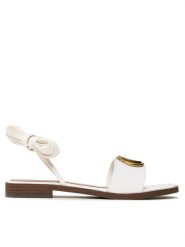 Guess Sandały Kyara Made In Italy FL6KYA ELE03 Biały. Białe sandały Guess, z aplikacjami, ze skóry, bez obcasa, na płaskiej podeszwie, bez zapięcia. Za 259.99 zł.