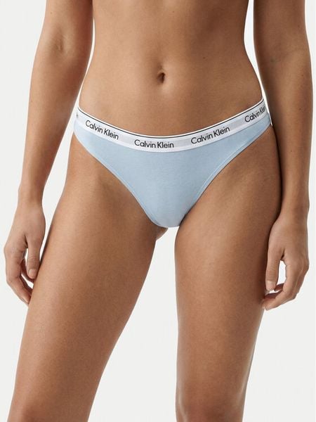 Calvin Klein Underwear Stringi 000QD5043E Błękitny. Niebieskie stringi Calvin Klein Underwear, bez wzorów, z bawełny. Za 79.99 zł.