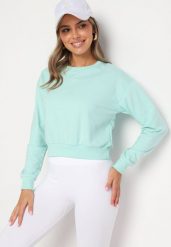 Miętowa Bluza z Dodatkiem Bawełny Wykończona Ściągaczami Evilaya. Zielone bluzy bez kaptura Born2be, l, bez wzorów, z bawełny, bez kaptura. W wyprzedaży za 25.49 zł.