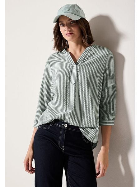 Cecil Bluzka w kolorze zielono-białym rozmiar: M. Zielone bluzki Cecil, m, bez wzorów, bez kołnierzyka, bez ramiączek. Za 96.14 zł.