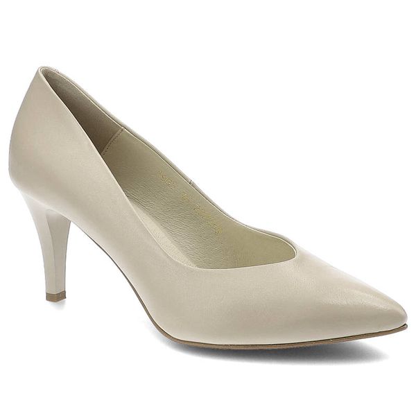 Beżowe Czółenka Clasicco Eleganckie Skórzane Buty. Brązowe czółenka Clasicco, bez wzorów, ze skóry, eleganckie, bez obcasa, na obcasie, bez zapięcia. Za 322.99 zł.