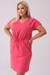 Koralowa dresowa sukienka Bianca PLUS SIZE XXL WIOSNA. Pomarańczowe sukienki Moda Size Plus Iwanek, na co dzień, l, bez wzorów, z bawełny, eleganckie, bez kołnierzyka, plus size, bez ramiączek, midi, proste. Za 239.90 zł.