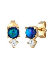 Elli Damskie kolczyki sztyfty z cyrkoniami i opalem w pozłacanym srebrze próby 925 Sterling Silver Kolczyki 1 ct. Szare kolczyki Elli, z cyrkonią, pozłacane. Za 248.99 zł.