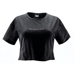 Crop-Top Damski Dont want your Beta. Czarne topy FELSENFEST, bez wzorów, z bawełny, bez kołnierzyka, bez ramiączek. Za 139.99 zł.